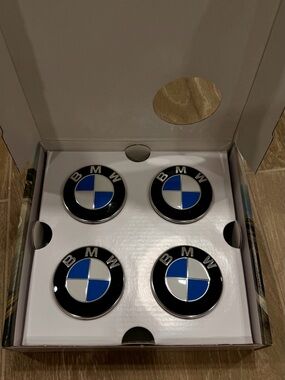 BMW Black, Blue & White Center Cap Emblems - Set of 4